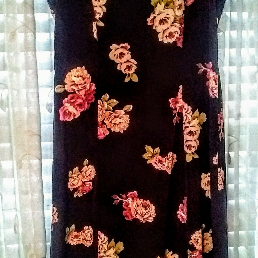 Sleeveless Shift Dress brown floral 10